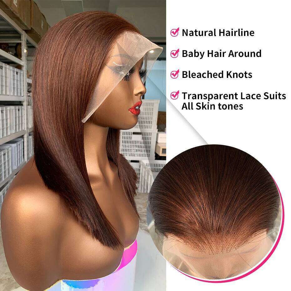 Vietnamese Glueless 100%human Hair Quality 2x6 Closure Ready to Wear Wig 250 Density13x6 13x4 Lace Frontal Bob Wigs #2