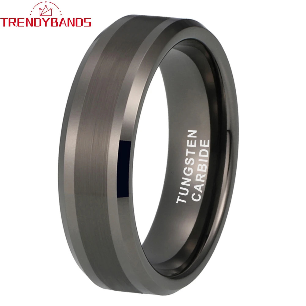 6mm 8mm Gunmetal Tungsten Carbide Wedding Band Engagement Ring for Men Women Fashion Jewelry Brushed Finish Comfort Fit 251230