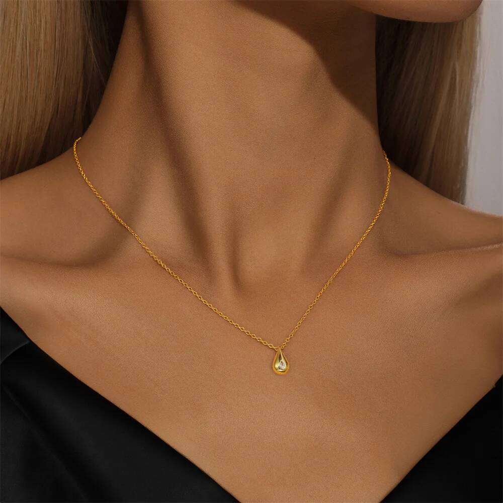 Aide 925 Sterling Silver Minimalism Gem Pendant Necklace Colorful Zircon Trend Chain for Women Birthday Anniversary Free Shippin