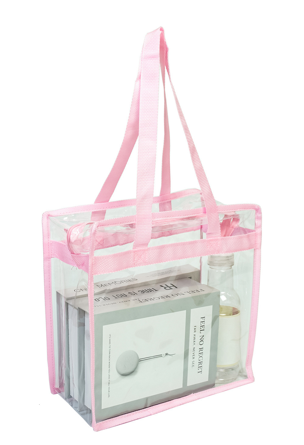 Amazon Hot-Selling In-Stock Transparent PVC Tote Customizable Large Capacity Swimming Beach Travel Bag Waterproof