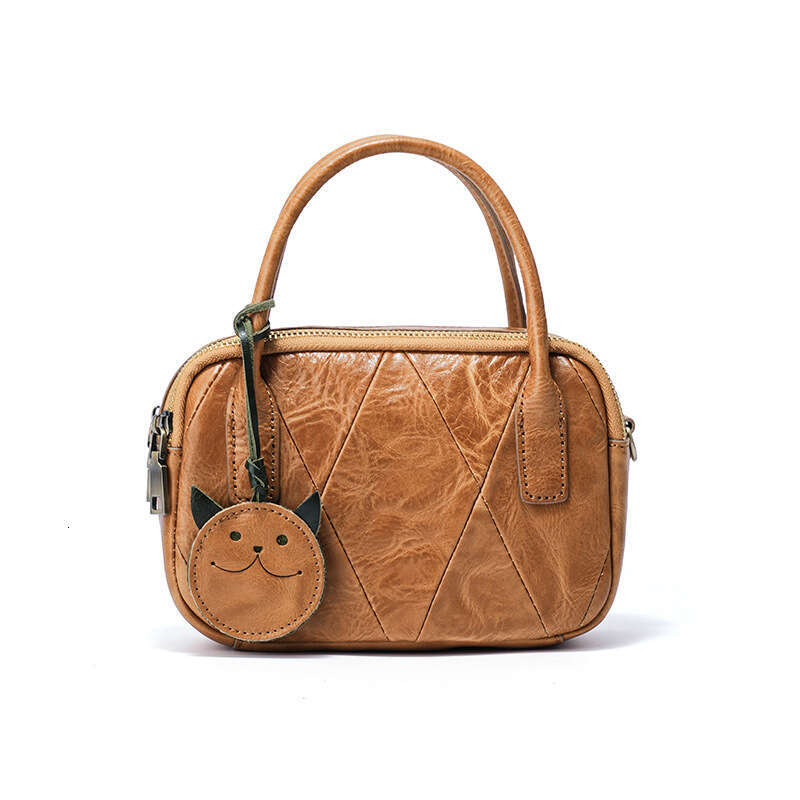 Luxury Shoulder Genuine Leather Handmade Bowling For Women New Retro Style Crossbody Tanned Cowhide Versatile Handheld Pillow Bag SENYY