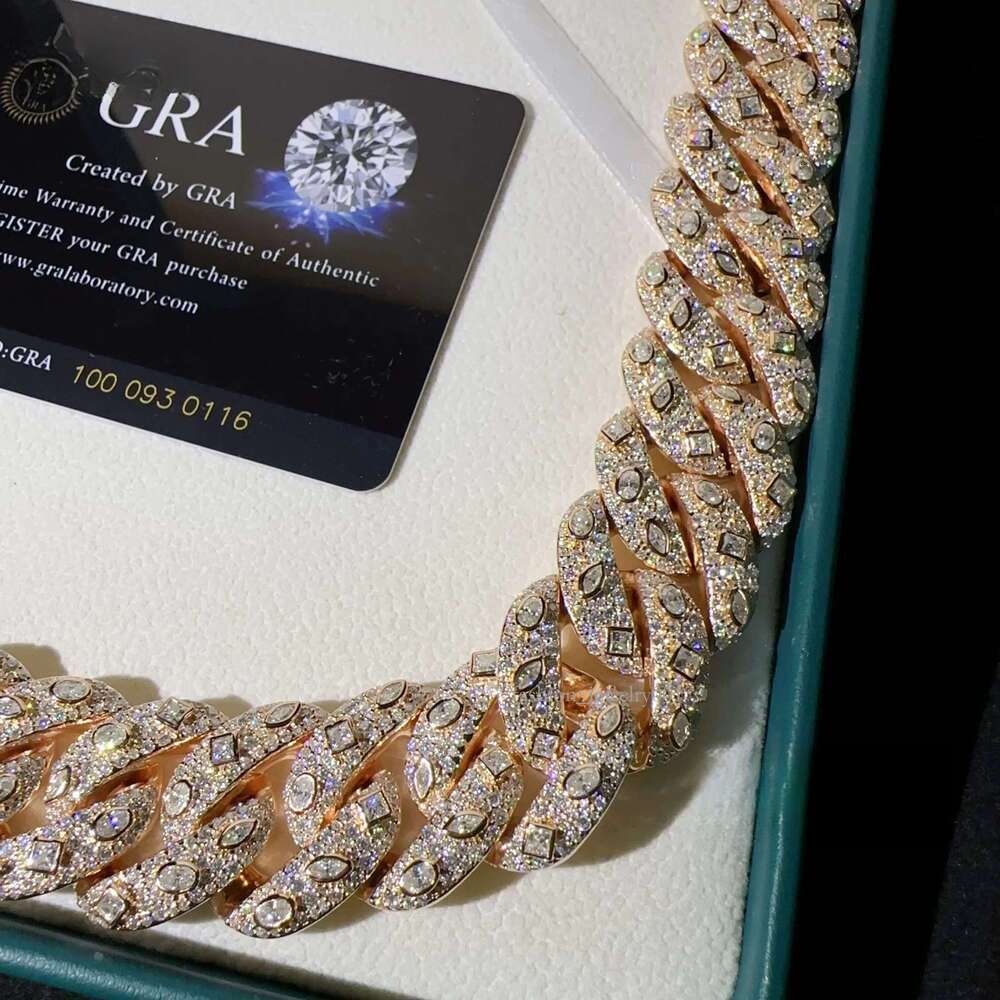 High Quality Hip Hop Custom Diamond 20MM Width Iced Out Jewelry 925 Sterling Silver Moissanite Cuban Link Chain