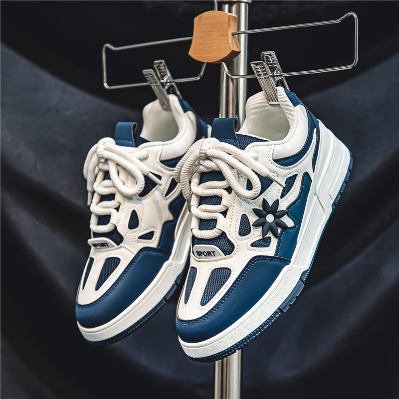 New Retro Color Block Casual Sneakers for Men Soft-Sole Board Shoes Size 39-44 Black Blue Green footwear