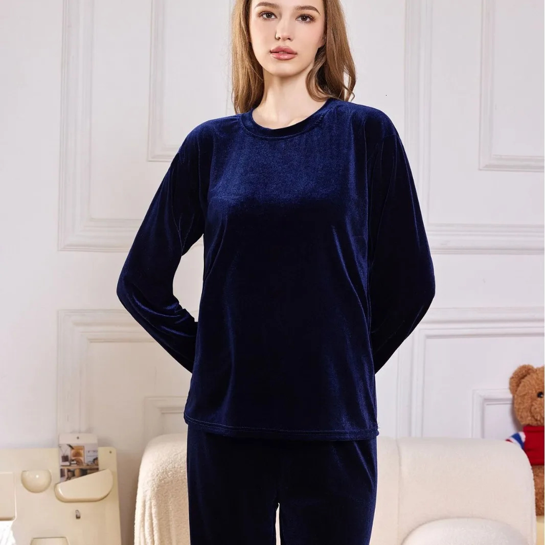 Womens Home Clothes Loungewear Sets Woman Pajamas Set Ensembles Pyjama Femme Ensemble Warm Sleepwear for Winter 2 Piece 251231