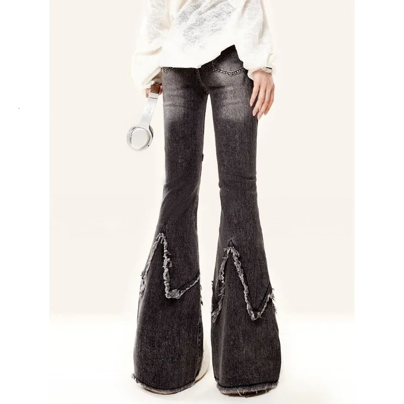 Black Washed Vintage American Street Spice Girls Y2k Long Pants Women Trendy Versatile Slim Fit High Waisted Flared Jeans 251231