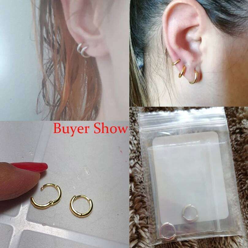 Aide 925 Sterling Silver Rose Gold Small Hoop Earrings For Women Girls Wedding Engagement Party Gift Smooth Ear Bone Buckle