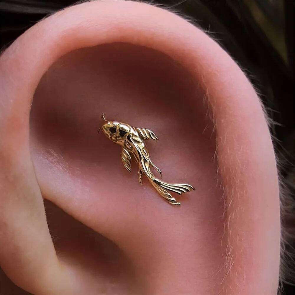 Aide 925 Sterling Silver Fashion Shark Stud Earrings for Women Luck Fish Screw Cartilage Helix Tassel Girls Piercing Accessories