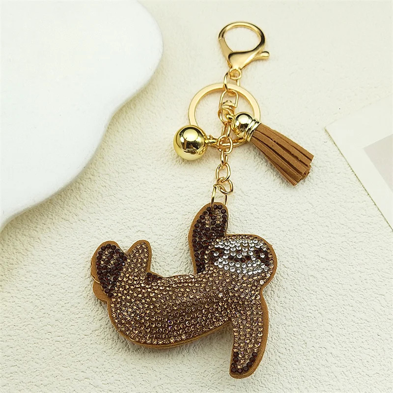 Cute Sloth Key Chain Gold Color Alloy Crystal Lazy Animal Key Rings Holder for Women Girls Keychain Decoration Jewelry K9809S01 251230