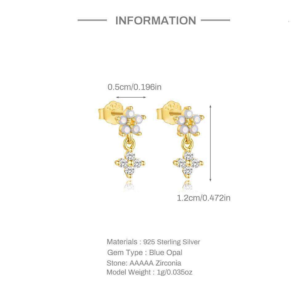 Aide 925 Sterling Silver Cute Opal Zircon Chic Mini Small Stud Earrings Women Fashion Simple Flower Ear Bone Piercing Jewelry
