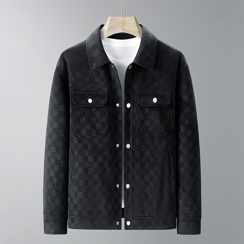 Free shipping 2026 Spring and Autumn new design men's high-quality plaid jacket business casual coat black khaki