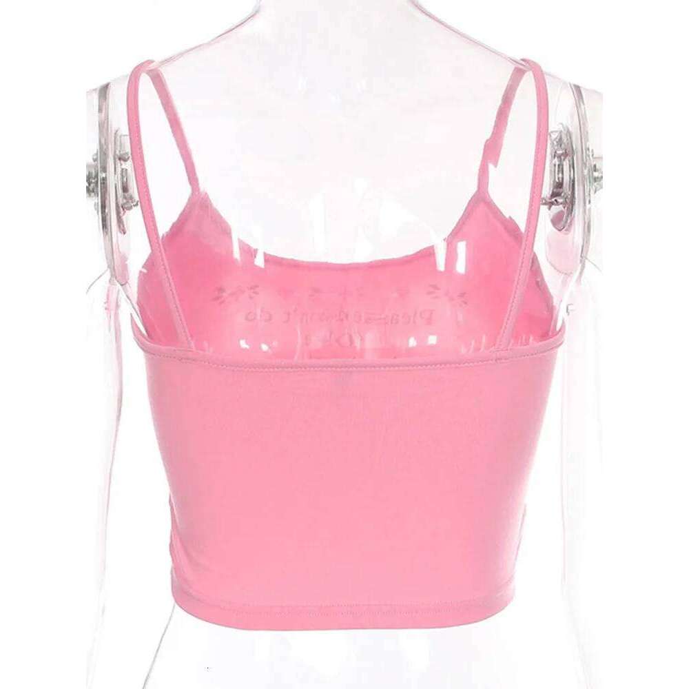 2024 Women Strappy Cotton Letter Print Tank Vest Summer Sexy Short Crop Camis Tees Tops Ladies