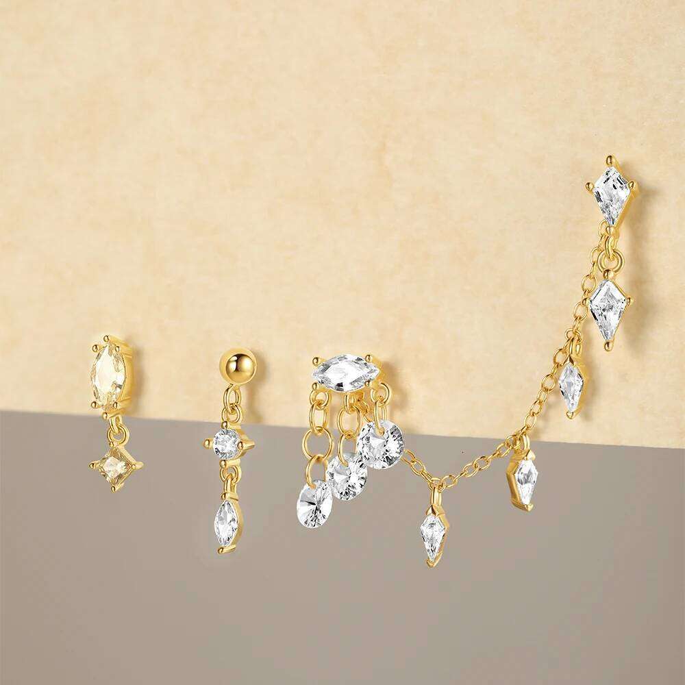 Aide 100% Plata S925 Sterling Silver Zircon Stud Earring For Women Y2k Cartilage Spiral Piercing Body Fine Jewelry 1piece