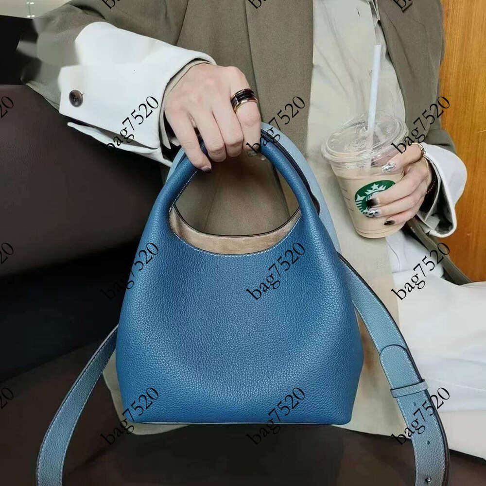 TOGO Cowhide Bucket With Niche Design Color Blocking Luxury Designer Single Shoulder Diagonal Cross Women's Tote Bag Pingshuo