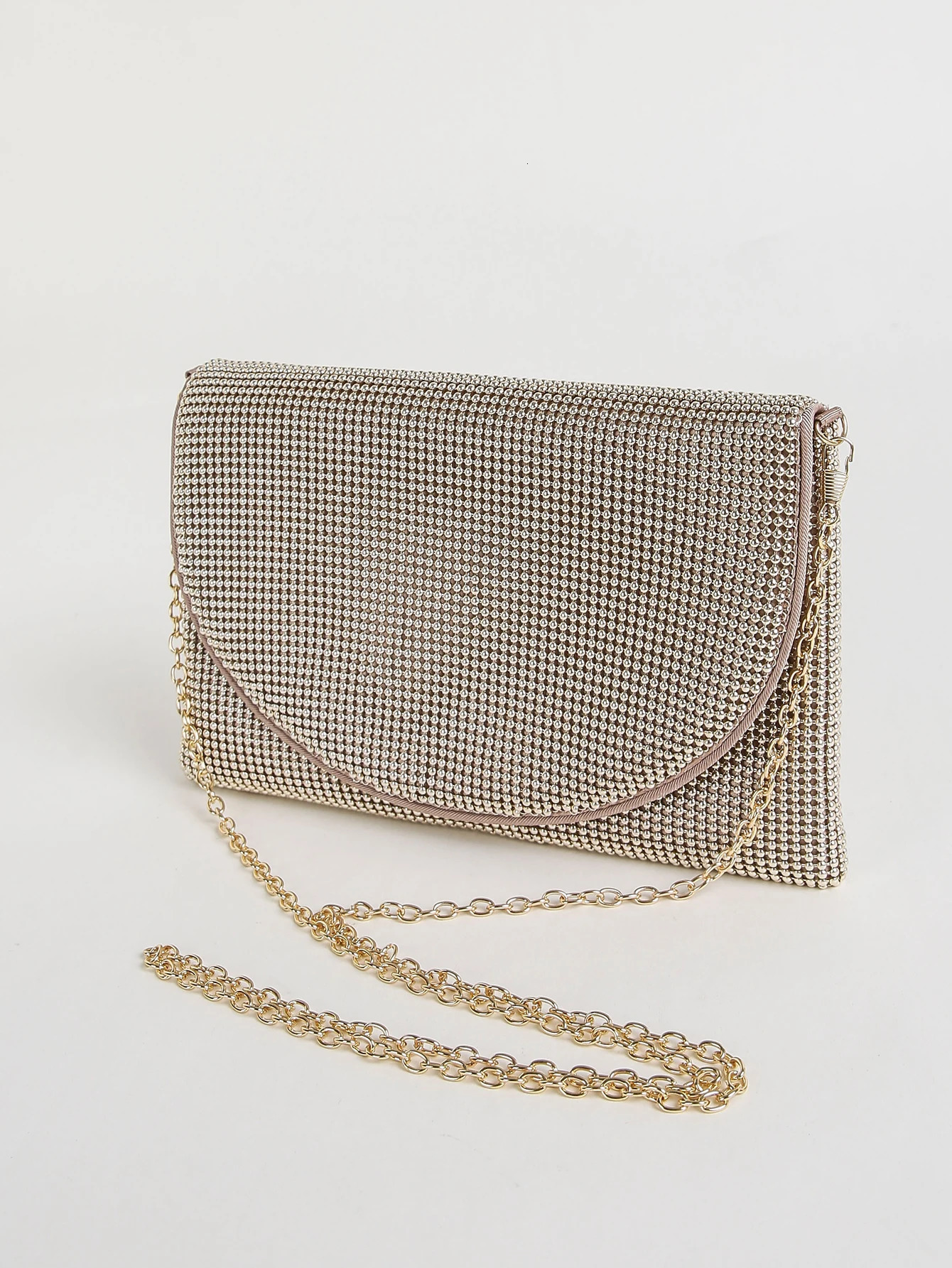 Clutch Chain Mesh Purse Evening Bag for Women Elegant Chain Mail Evening Envelope Handbag With Detachable Chain Elegant 251231