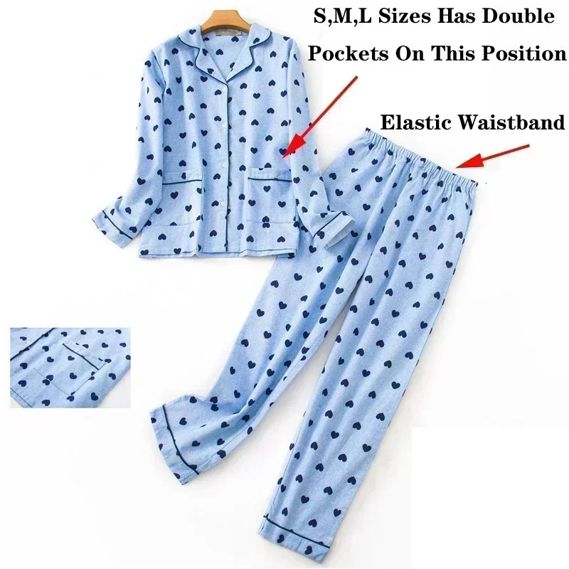 Womens Pajamas Plus Size SXXXL Clothes Ladies Flannel Cotton Home Wear Suit Autumn Winter Plaid Print Sleep Tops 251231