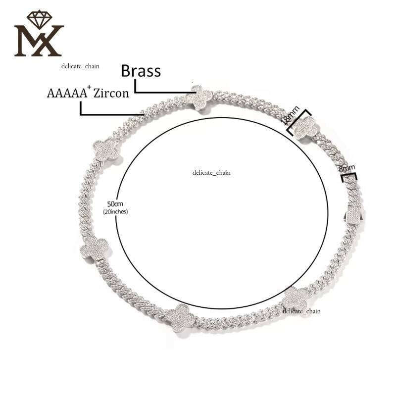 VVS Moissanite Hip Hop Style casual Four Leaf Clover Necklace Men and Women fashion Jewelry Accessories