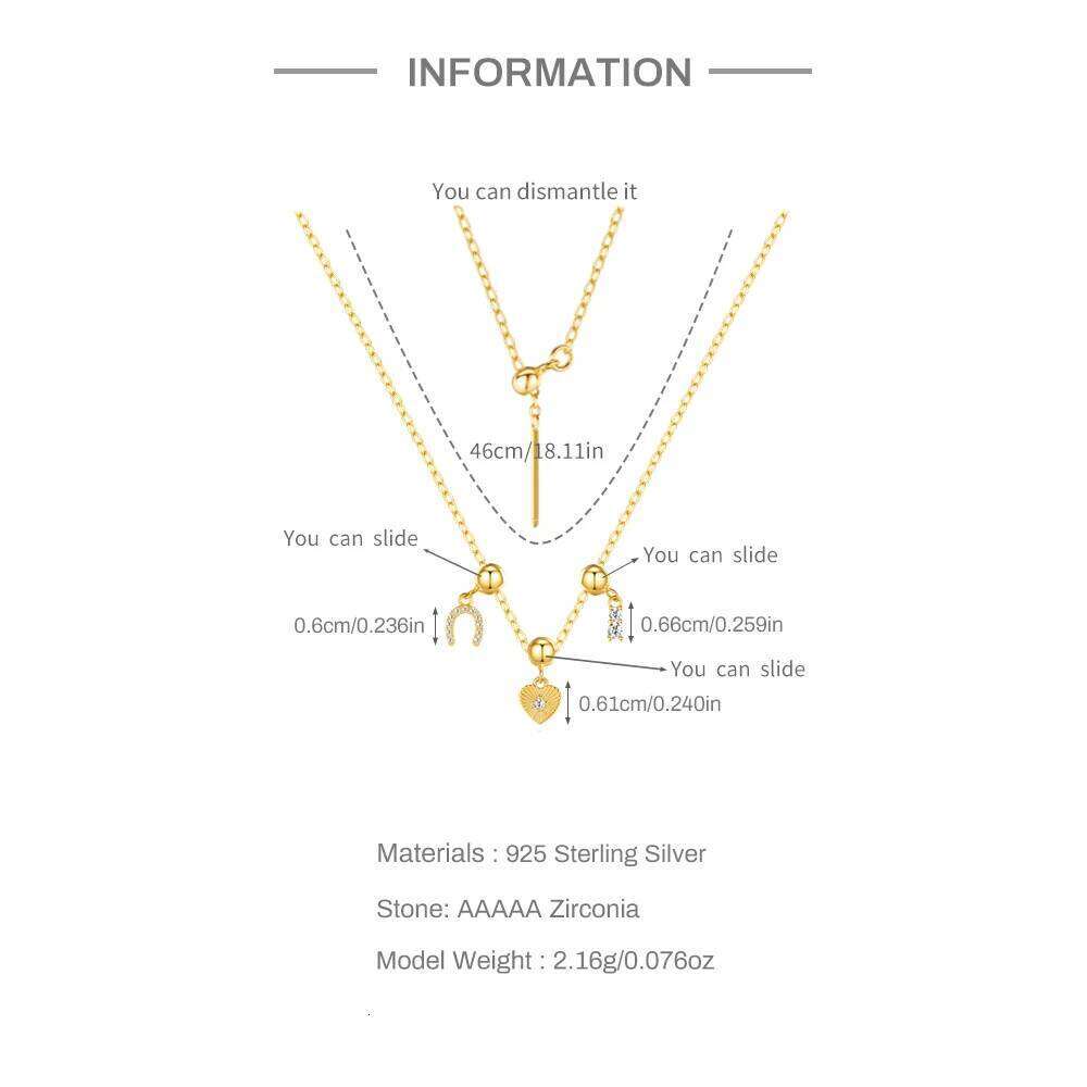 Aide 925 Sterling Silver Heart Pink Zircon Charms Pendant Necklace for Women Adjustable Chains Clavicle New Year Party Jewelry