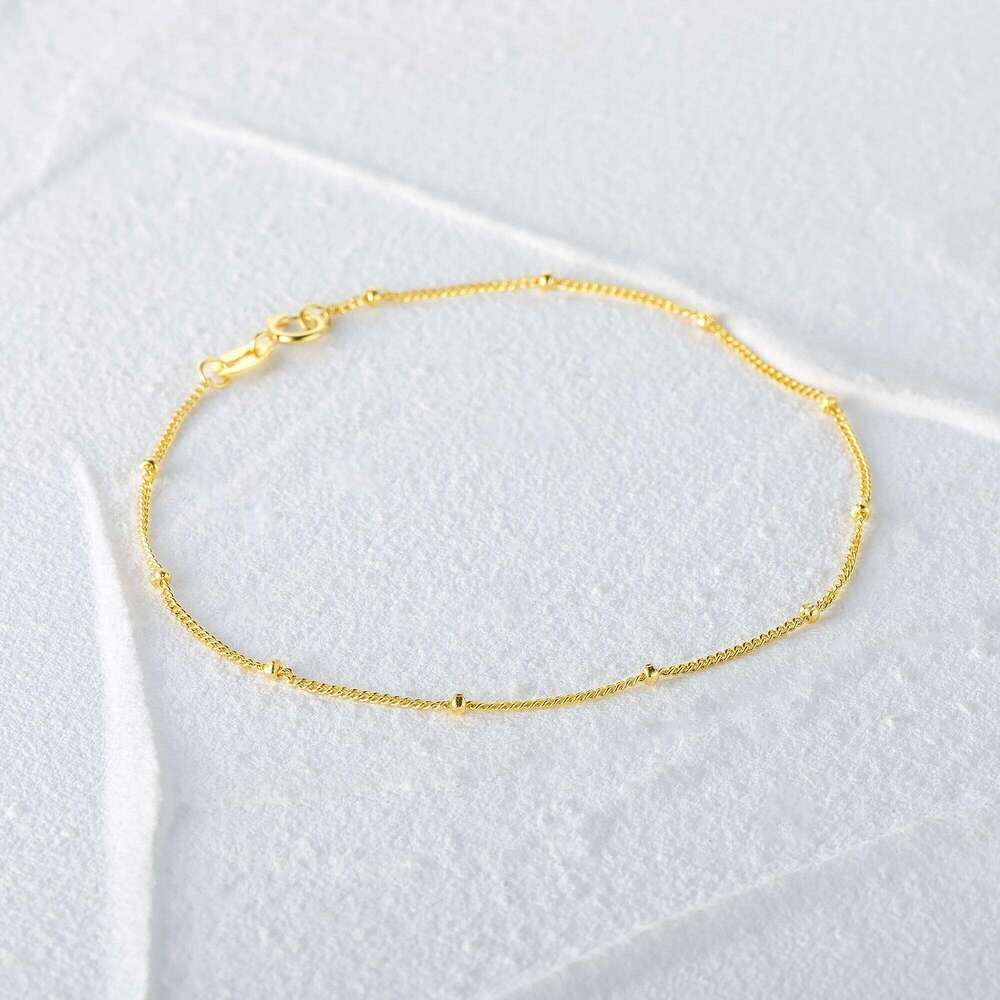 Aide 925 Sterling Silver Minimalist Small Beads Thin Chain Bracelets For Women Rose Red Gold Bracelet Party Jewelry Accessories