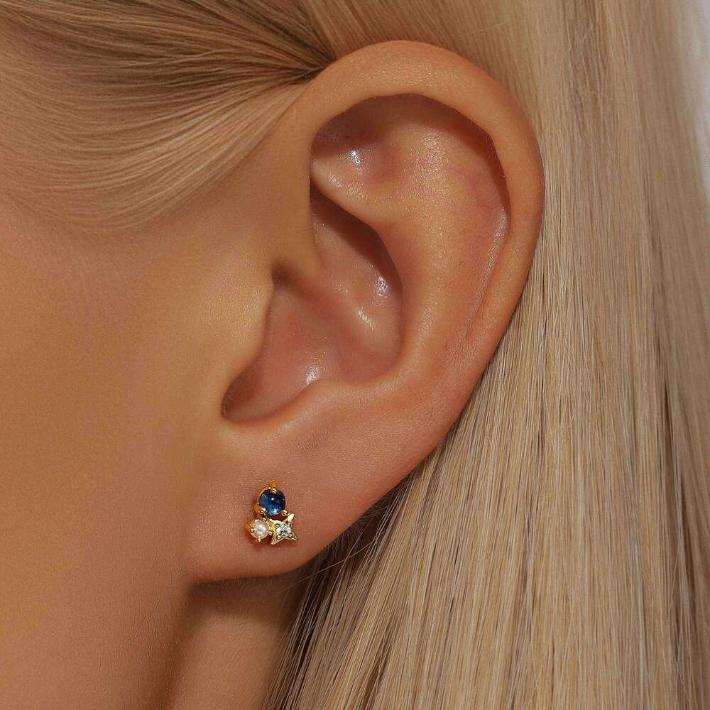Aide Ear Stud Earrings for Women Girls 925 Sterling Silver Sparkling 6-Claw Diamond Elliptical Piercing Earring Fine Jewel 1pair