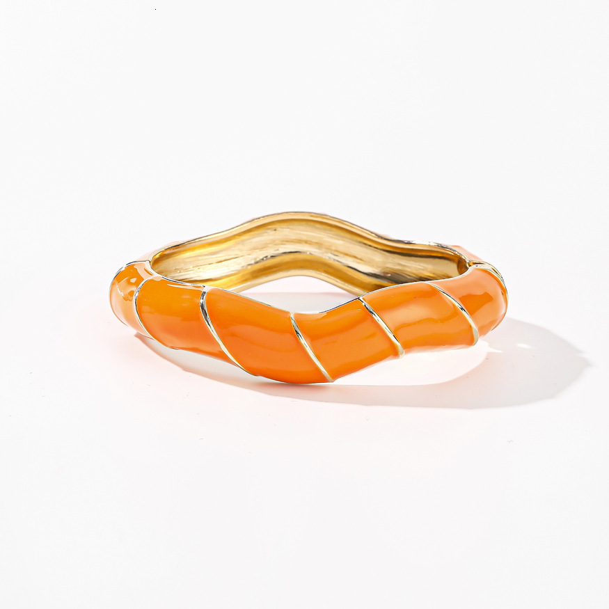 Cross-Border European and American Colorful Oil Drop Glaze Diagonal Irregular Vintage Fashion Multi-Color Craft Bracelet