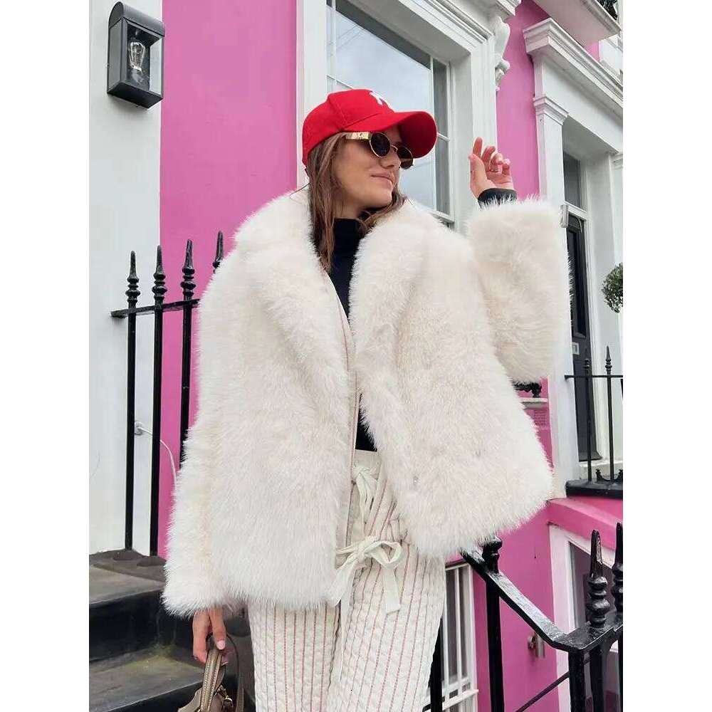 HH Women Elegant Solid Faux Fur Coat Long Sleeve Button Jacket Autumn Winter Warm Outerwear Female Fashion High Street Coats