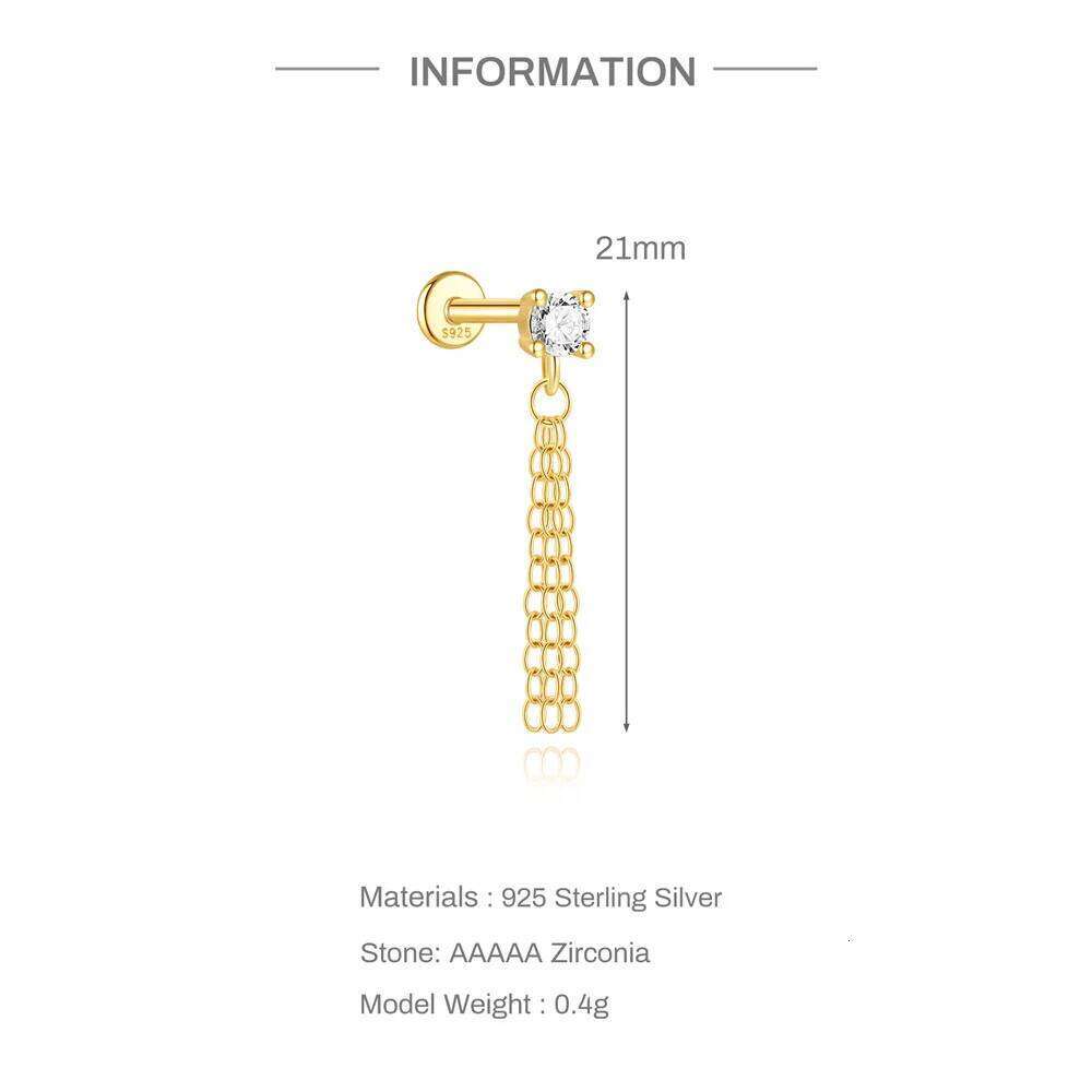 Aide Single 1pc 925 Sterling Silver Zircon Piercing Earrings for Women Exquisite Round Hoop Girls Halloween Party Gifts