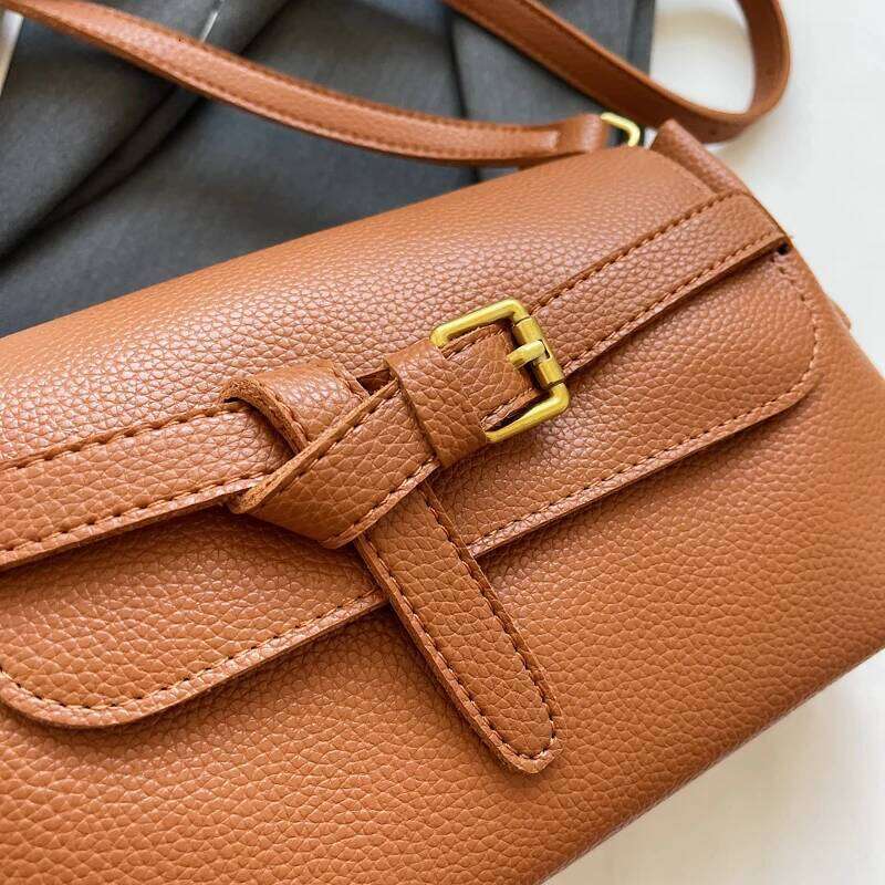 Fashion Women Soft PU Leather Lychee Pattern Cross Body Bags Retro Belt Buckle Flap Shoulder Bag With Scarf Decored JINXIANGGUO TOTE