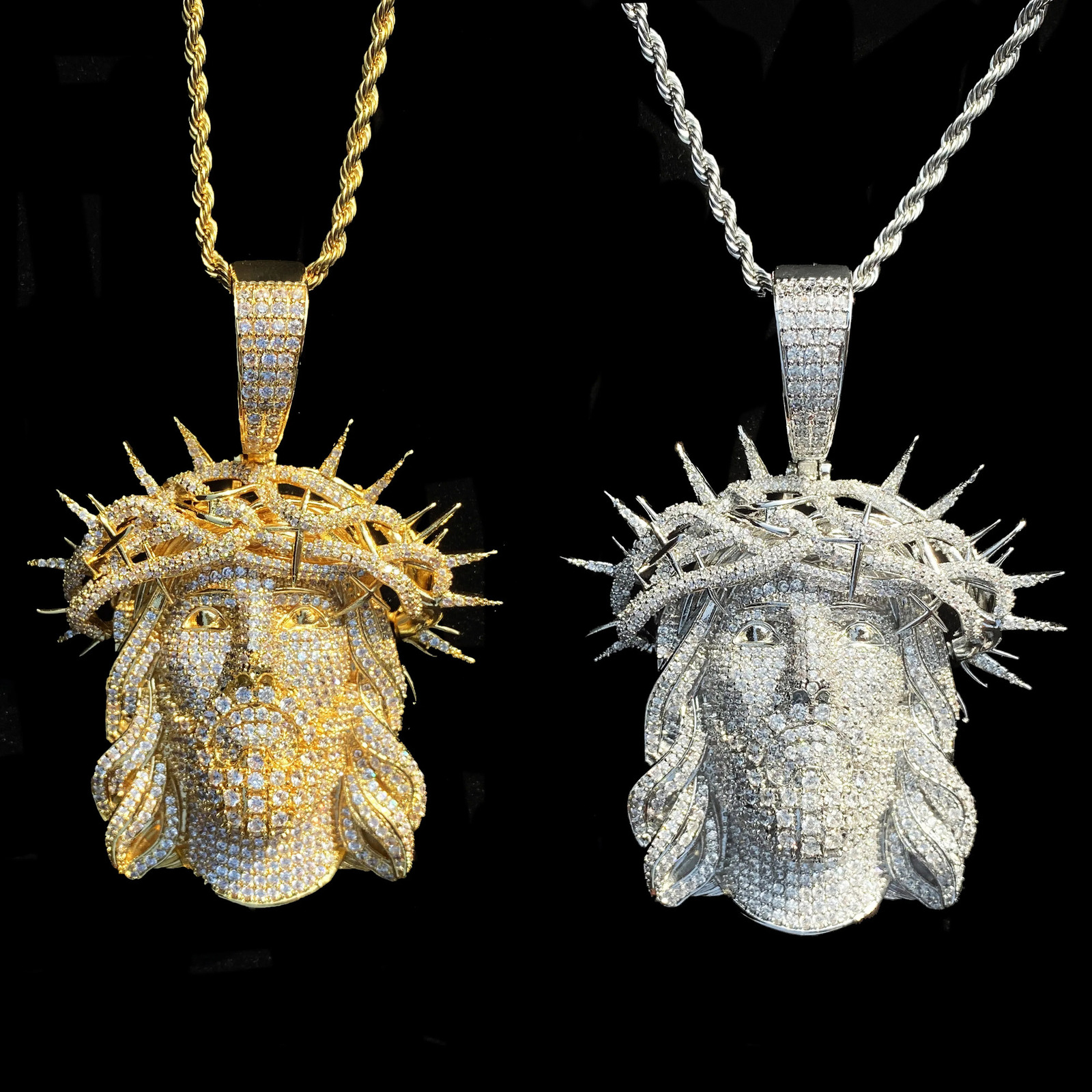 Aokaishen Iced Out Ratten Jesus Necklace Pendant for Men Prong Setting Cubic Zirocnia Hip Hop Jewelry 251230