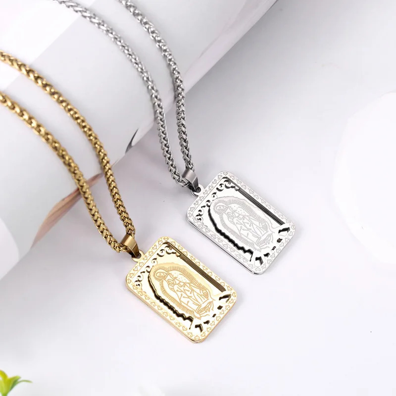 YQ Stainless Steel Catholicism Virgin Mary Pendant Necklace For Men Women Religious Medal Jewelry Accessory Gifts 251230