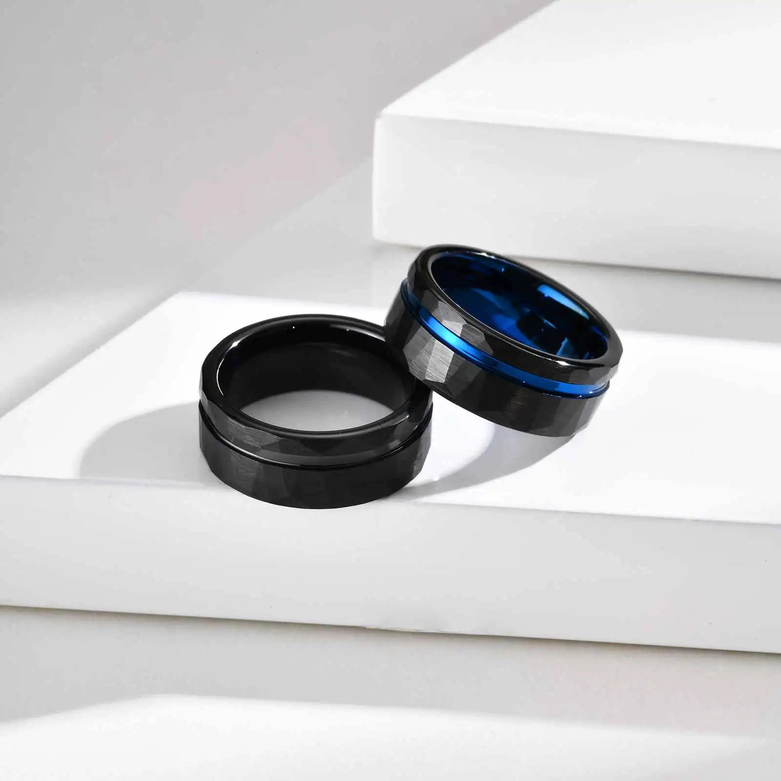 Trendy Black Color 8mm Mens Tungsten Ring Groove Surface Brushed Carbide Wide Ring High Quality Classic Jewelry Gift 251230