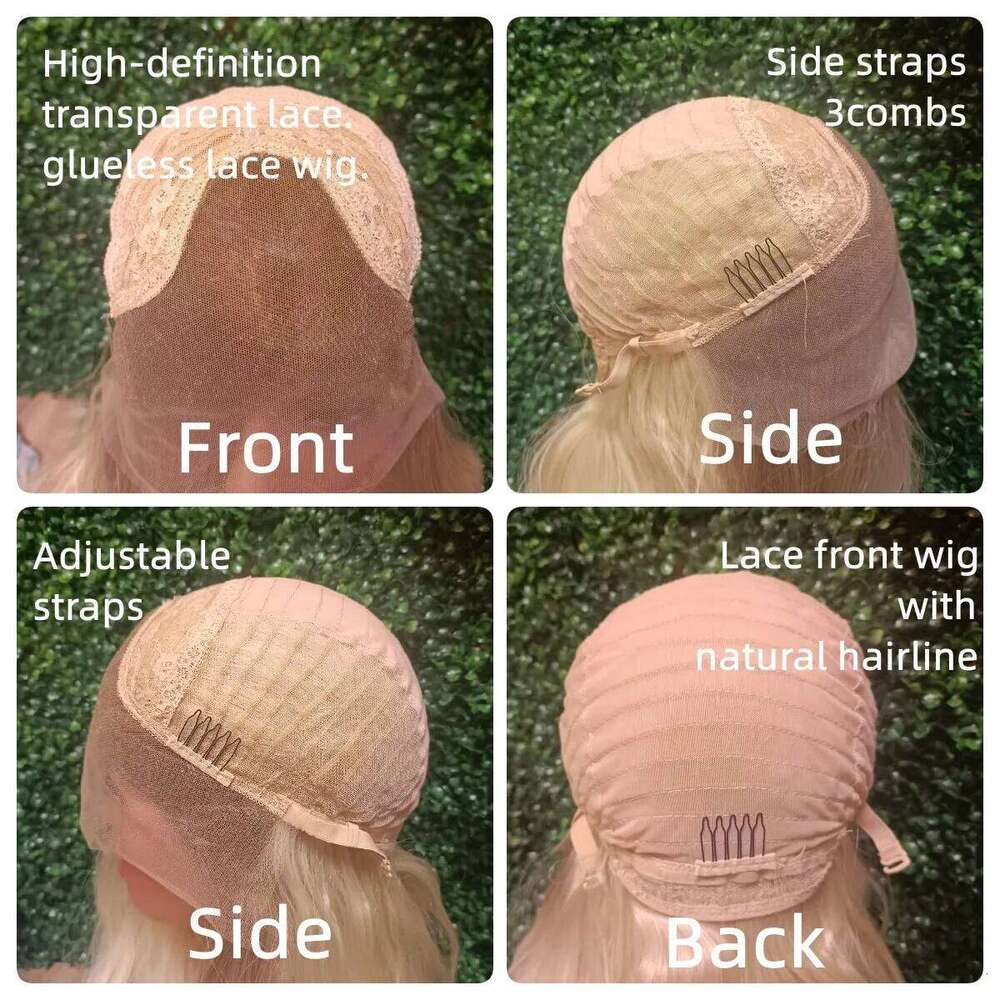 180% Density Natural Straight Ombre Light Blonde Glueless Wigs Synthetic Hair Mix Color High Temperature Silk Daily