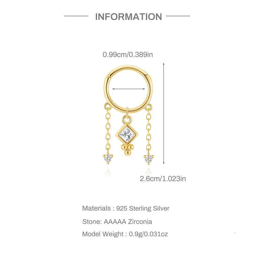 Aide 1PC Nature Style Threaded Puncture Ear Bone Nail 925 Sterling Silver Tassel Geometric Zircon Piercing Earring Studs Jewelry