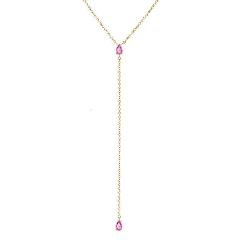 Aide 925 Sterling Silver Elegant Y Shape For Women Temperament Long Chain Tassel Water Drop CZ Zircon Pendant Necklace