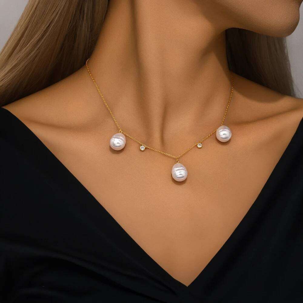 Aide 925 Sterling Luxury Necklace for Women Baroque Pearl Dainty Pendant Necklaces Birthday Party DIY Fine Jewelry Accessories