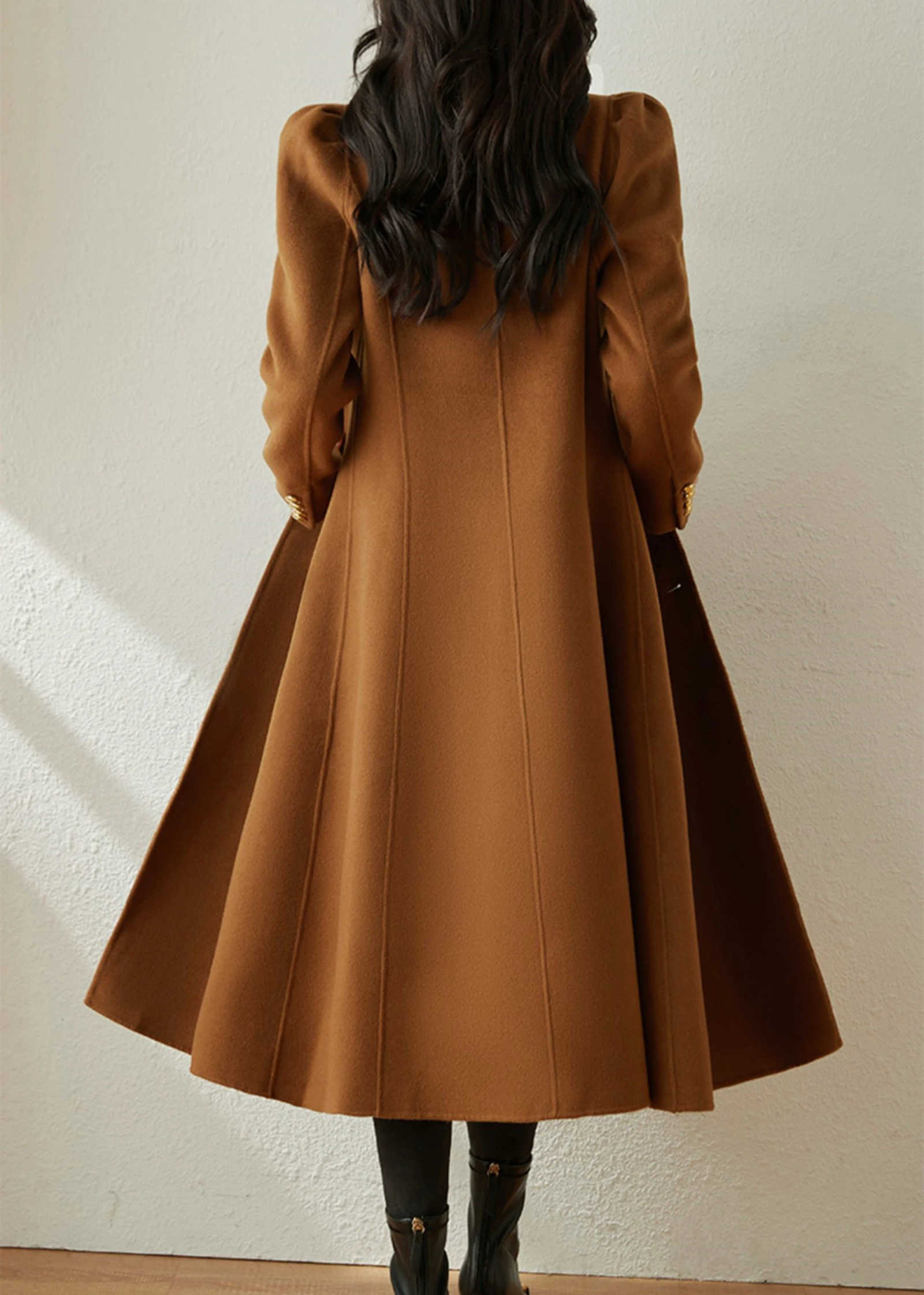 Fashion Women Long Coat Peaked Lapel Wool Blend Jacket Overcoat Autumn Winter One Piece Customized Outwear