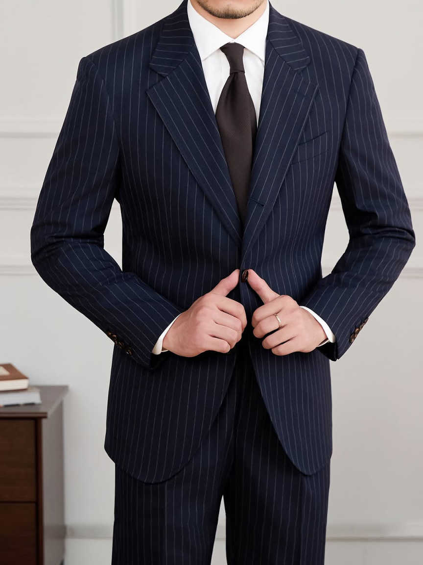 Modern Stripe Men's Suit 2 Pieces Blazer Pant Single-Breasted Notched Lapel Formal Business Occasion Party Suit Customized