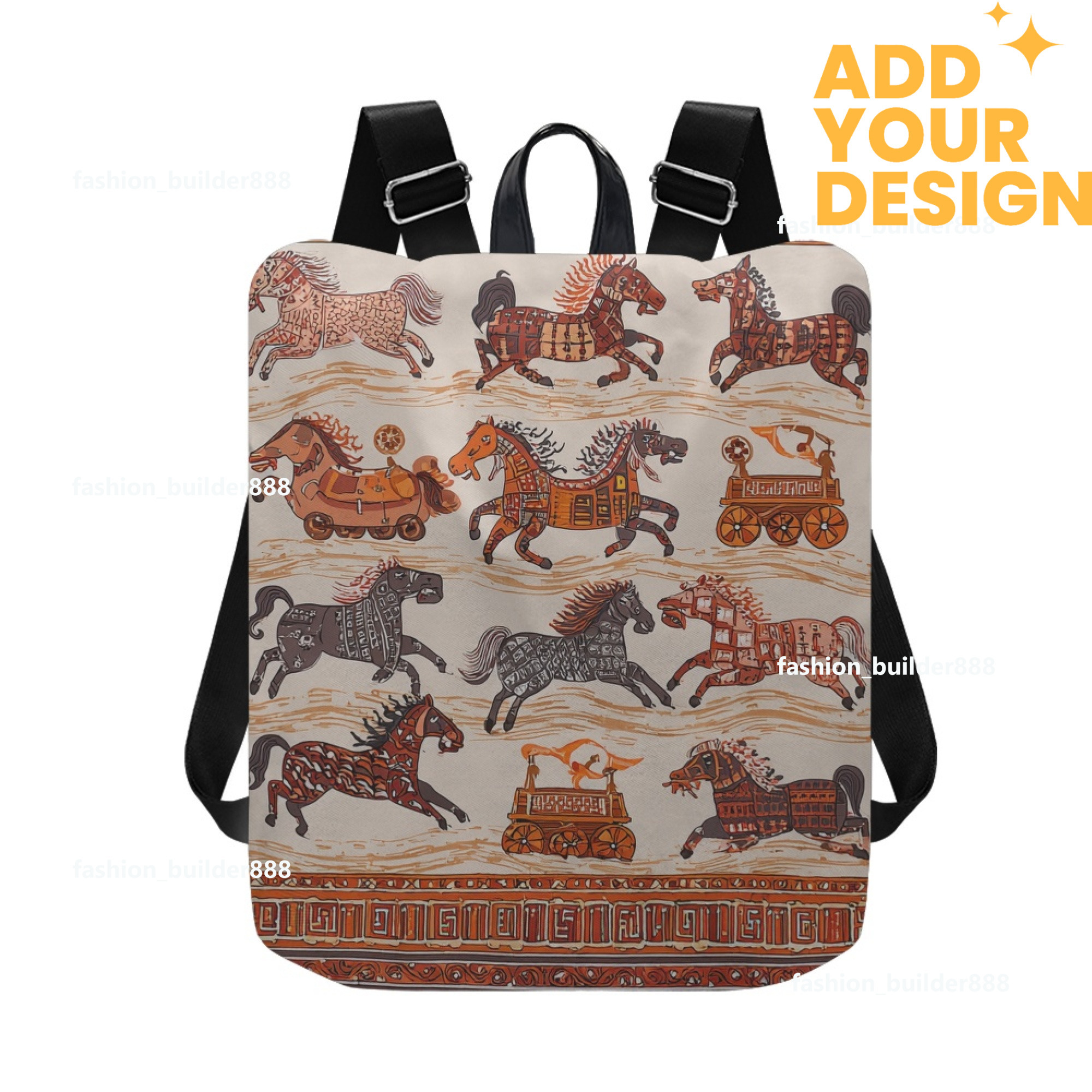 Custom H Designer Fashion Anti Theft Backpack Luxury Horse Pattern Unisex Full Print Backpack Laptop Bag Travel Bag H33