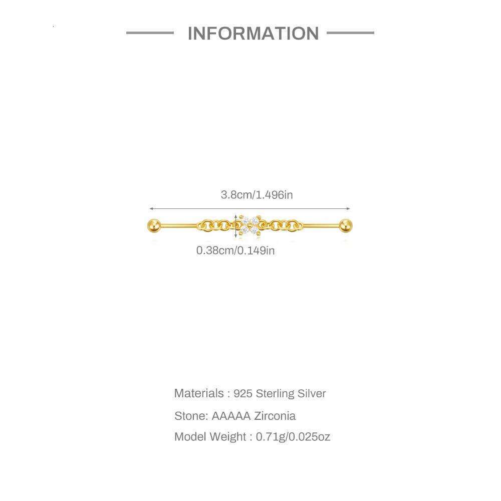 Aide 925 Sterling Silver Lucky Flower Pendant Stud Earrings Industrial Piercing Barbell Chain Ear Bone Earring Student Gift Jewe