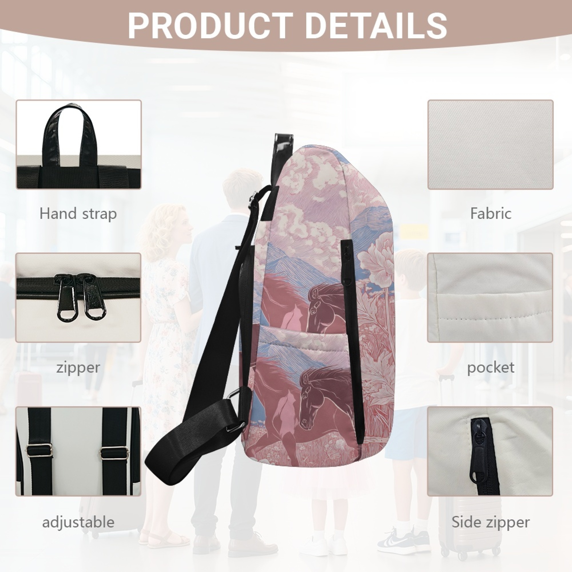 Custom H Designer Fashion Anti Theft Backpack Luxury Horse Pattern Unisex Full Print Backpack Laptop Bag Travel Bag H38