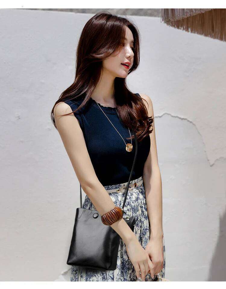 Angel Kiss 100% Genuine Leather Shoulder Women Crossbody Purse Top Layer Plant Tanned Cowhide Phone Luxury Vertical Soft Bag