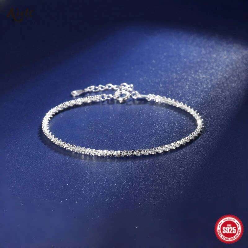 Aide 925 Sterling Silver Sparkling Bling Tiny Chain Bracelet For Women High Quality Elegant Jewelry Wedding Party Gift