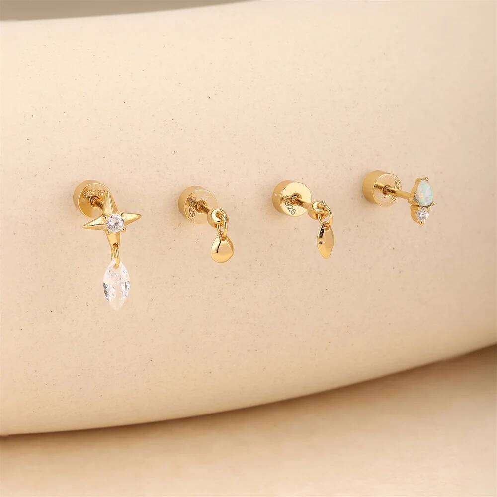Aide New Design Thick Bottom Threaded Labret Stud Earrings for Women 925 Sterling Silver Piercing DIY Fine Jewelry Pendientes