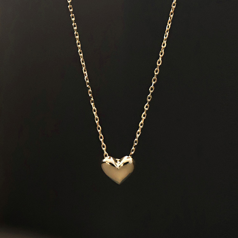 Luxury 925 Sterling Silver Plated 18K Gold Heart Necklace for Women Classic Heart-Shaped Pendant Clavicle Chain