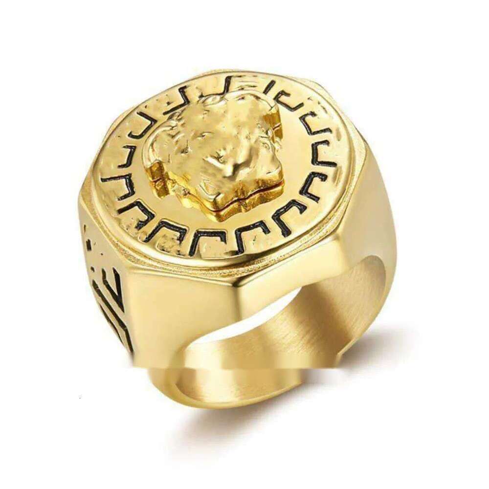 Band Rings Brand Designer Medusa Fan / F family French dia Titanium 717552828 steel ring for men and women gold rings