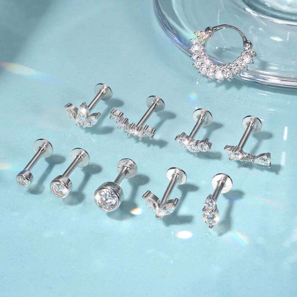 Aide Diamond Stud Earrings for Orginal 925 Sterling Silver Screw Women Flat Back Moissanite Earring Jewel