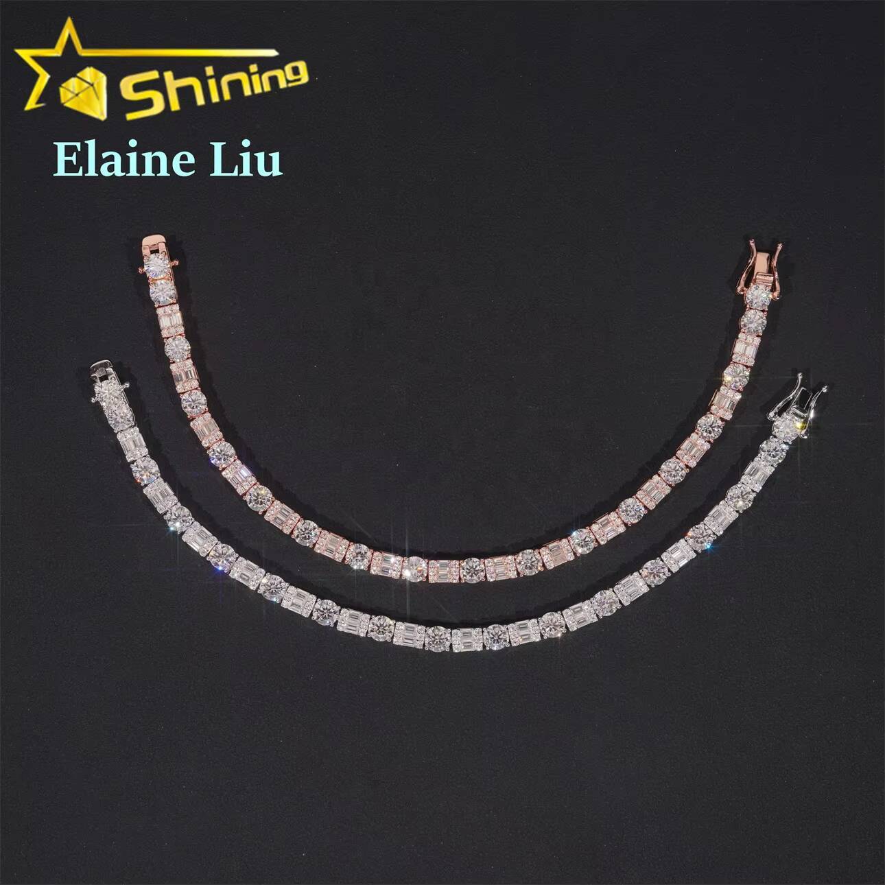 5MM Iced Out Lad Diamond Hip Hop Jewelry VVS Moissanite Tennis Necklace Men Sterling Silver 925 Tennis Chain Bracelet