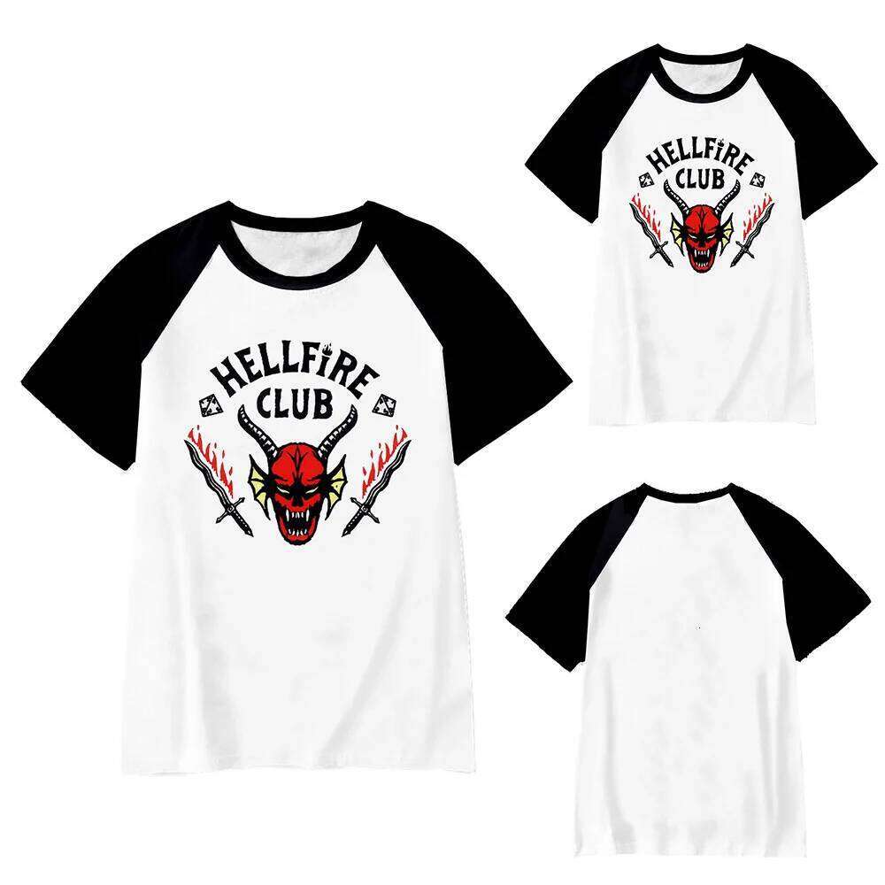Hellfire Club Monster Graphic T-shirt High-Quality Short Sleeved Summer O-Neck Comfortable Streetwear Top Men'S&Women'S T-Shirt