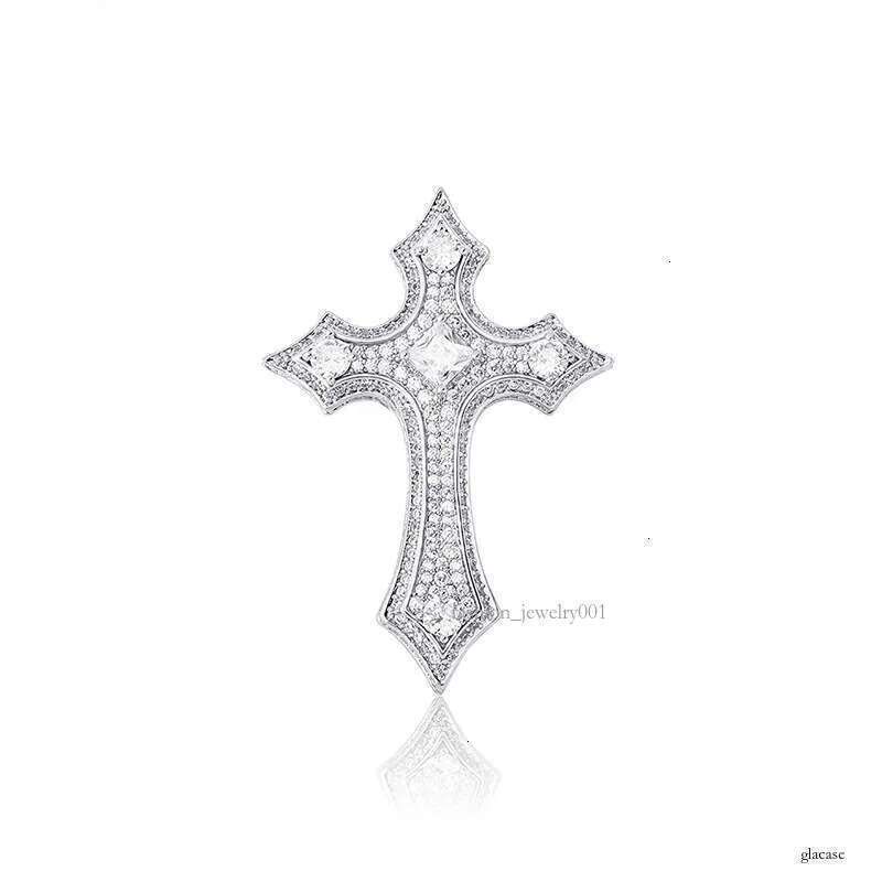 Cross Pendant Full Moissanite chain Personality Hip-Hop Necklace Gold Jewelry
