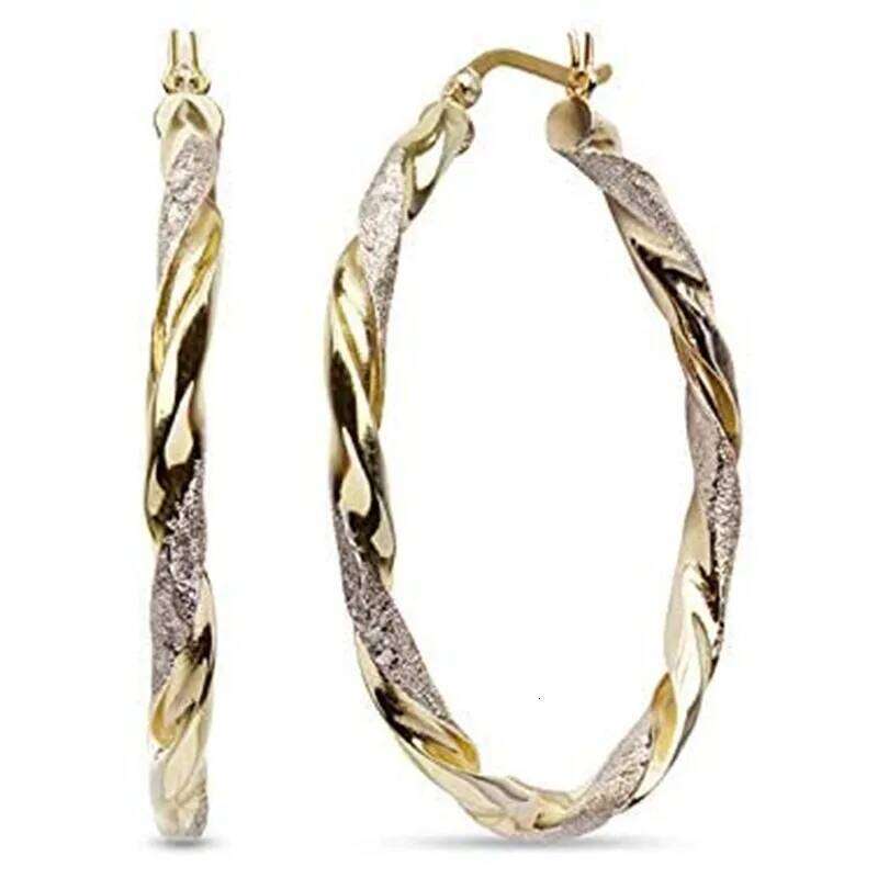 Huitan Simple Stylish Women Twist Hoop Earrings Gold Color Delicate Gifts Versatile Style Female Earring Trendy Jewelry Hot Sale