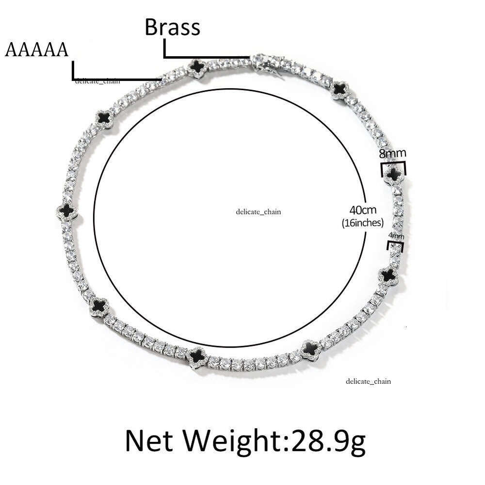 New Arrival High Quality fashion Lucky Grass VVS Moissanite Tennis Chain Necklace for Women Men Hip Hop Jewelry